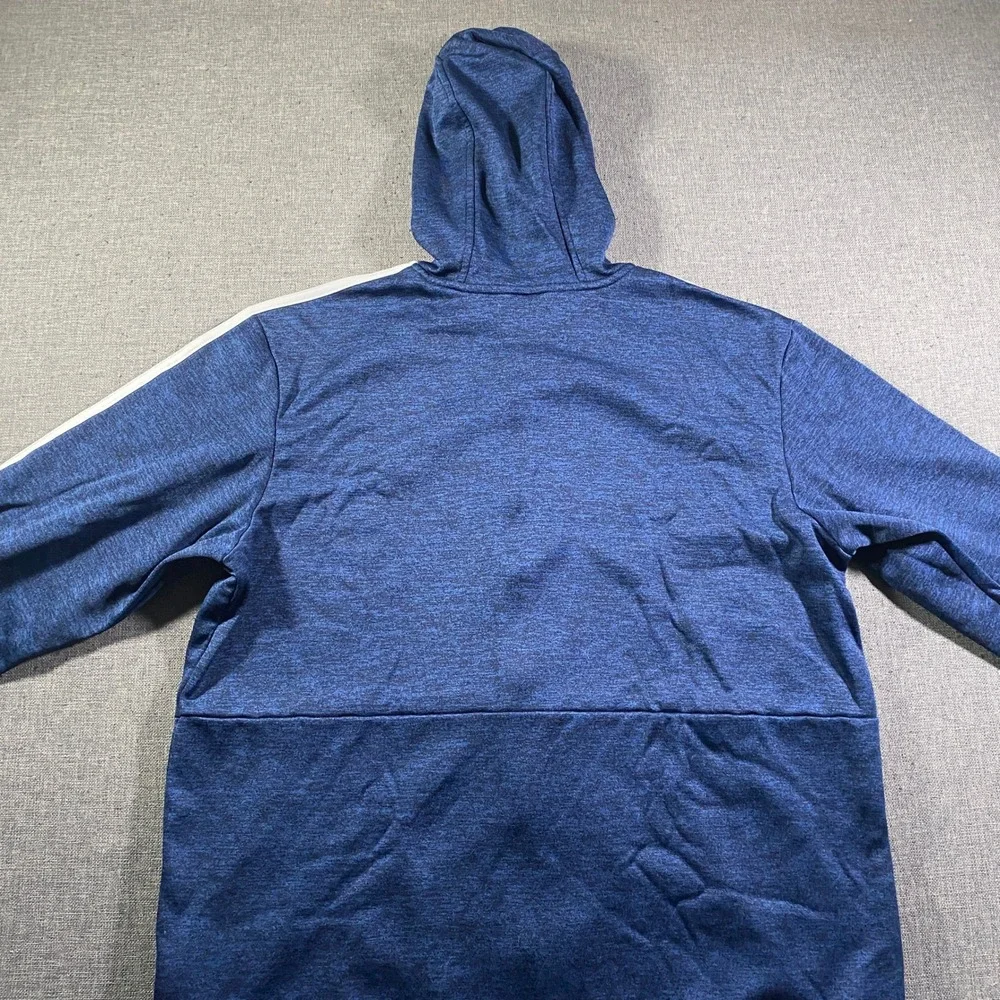 Adidas Men's Blue 3-Stripes‎ Heather Full Zip Hoodie Athletic Track Jacket Large